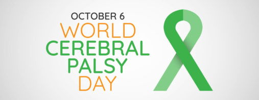 text that says World Cerebral Palsy Day and a green ribbon